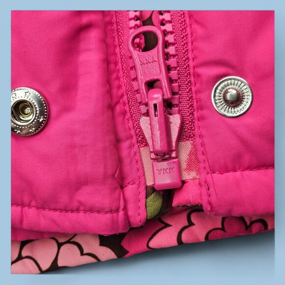 Lilly Pulitzer Reversible Puffer Vest Girls Pink Brown Floral Quilted XS-S - Picture 6 of 9